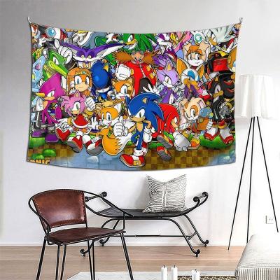 China Amazon ebay hot sale simple hedgehog SONIC comic decorative tapestry for large size office bedroom dorm sofa background for sale