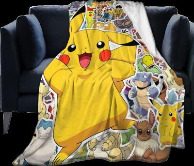 China POKEMON anti-static printed super soft warm all season pikachu blanket suitable for sofa bed living room all season kids boy for sale