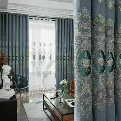 China New blackout Dubai double curtain set, Shaoxing embroidery curtains with attached drapery for sale