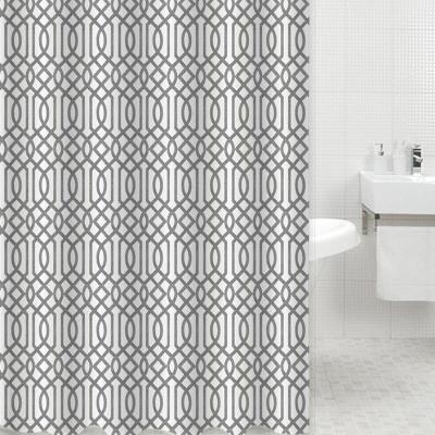 China Viable In Curtains 100% , Stock Polyester Shower Manufacturers Printing Bathroom Curtain With Hooks for sale