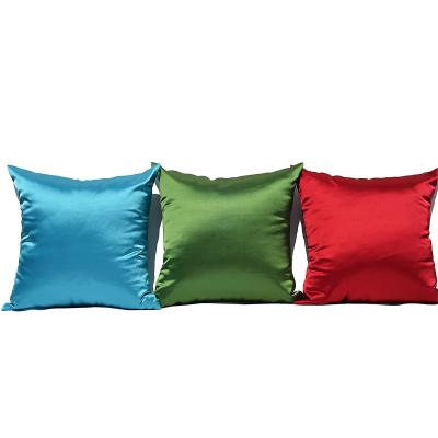 China High Quality Anti-Static Glossy Sofa Cushion Cover For Girl's Room, Chair Satin Throw Fancy Pillow Case for sale