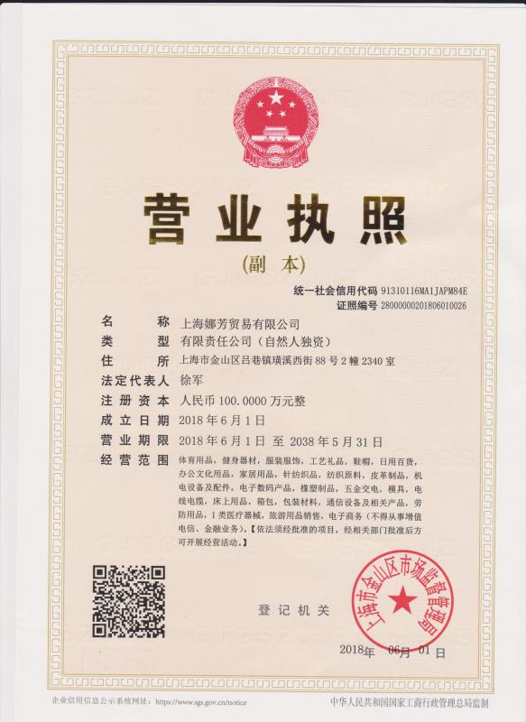 Company Business License - Nantong UnivFitness Co., Ltd.