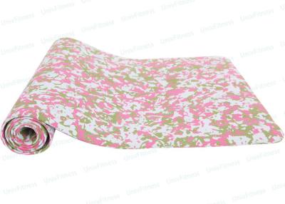 China Non Slip Patterned TPE Yoga Mat With Strap Carrier Camouflage Color Portable for sale