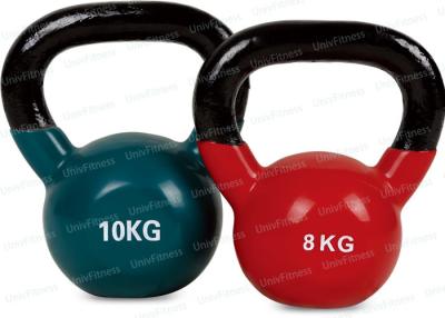 China Metal Dumbbells And Barbells / 8kg 16kg 24kg Vinyl Coated Cast Iron Kettlebells for sale