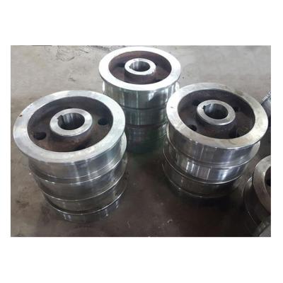 China Densen Forged Customized Heavy Duty Forged Alloy Steel Rail Wheel For Trolley On Track, Forge Steel Rail Gantry Crane Wheel for sale