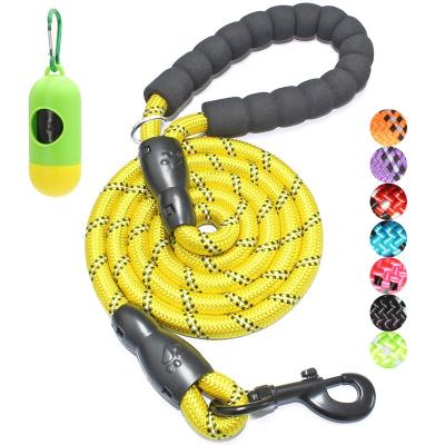 China Factory Logo Custom Stocked Heavy Duty Premium High Quality Training Rope Eco-Friendly Reflective Nylon Dog Leash With Padded Handle for sale