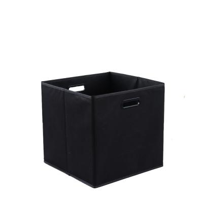 China Sustainable Hot Sale High Quality Non-woven Fabric Storage Bin Square Shape Foldable Closet Storage Box With Handles for sale