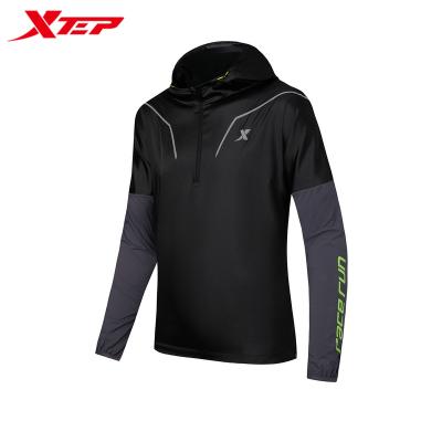 China XTEP Breathable Wholesale Men's Long Sleeve Shirt Tops Suite Gym Wear Sports Apparel Windbreaker Training Hoodies for sale