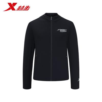 China XTEP Men's Fitness Tops Zipper Jacket Comfortable Running Hoodie Sweatshirt Breathable Sportswear for sale