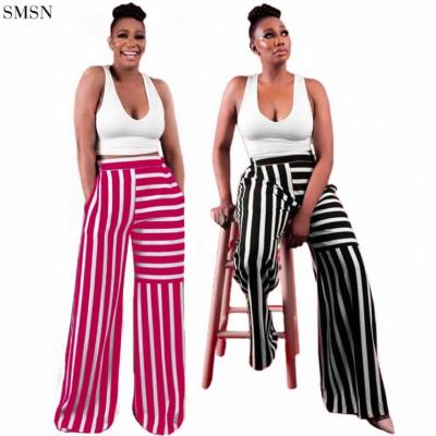 China CATHY High Quality Casual Striped Anti-Wrinkle Wide Leg Women's Pants Woman Pants 2021 Women Bottoms for sale