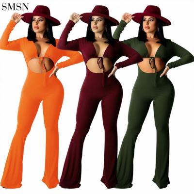 China High Quality Anti-pilling Long Sleeve Overalls Fall And Winter Yarn Slim Fit Lace Up Micro Pull One Piece Overalls for sale