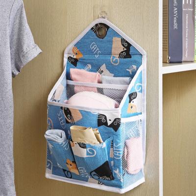 China Viable Pocket Cotton Pocket Box Canvas Containers Over Door Hanging Other Storage Bags Hanging Organizer Door Wall for sale