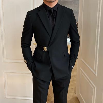 China Asian-n High Quality Factory Wholesale Breathable Men's Fashion Suit Black Banquet Swapping Casual Casual Two-piece Suit for sale