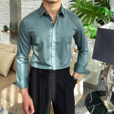 China Asian business casual men's business casual dress solid color shirt trend anti-pilling factory Chinese direct wholesale high quality plus-size T-shirts for sale