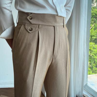 China Factory direct new high-quality Asian men's high-waisted straight-leg pants Naples Paris casual button-down pants Anti-pilling factory direct for sale