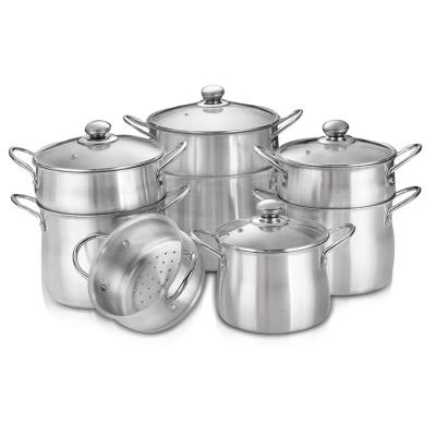 China 2020 OEM Sustainable Quality Aluminum Steamer Cooking Pot Double Layers Multifunctional Cookware Pot Set for sale