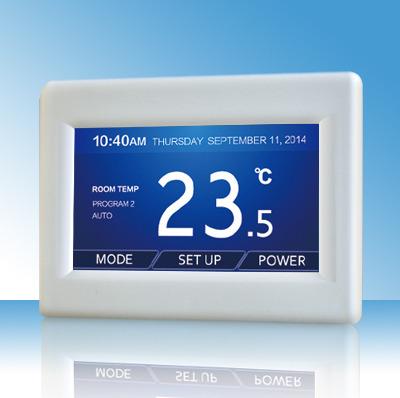 China Household LCD Color Touch Screen Pre-Programmable Heating Thermostat for sale