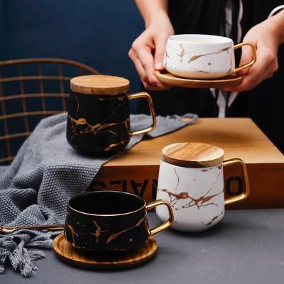 China 2021 New Arrival Gold Rack Stocked Marbling Wooden Coffee Mugs for sale