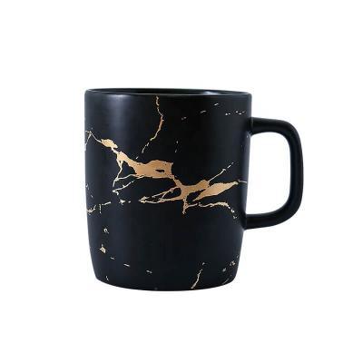 China Novelty 370ml Marble Stocked Matte Black Coffee Mugs for sale