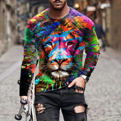 China 2022 New Men's Big Long Sleeve Breathable 3D Fashion Digital Printing T-shirt For Spring And Summer for sale