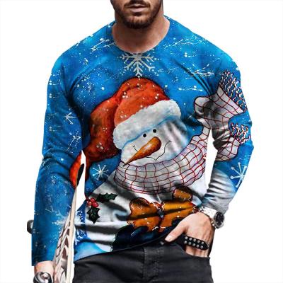 China New QUICK DRY New Men's Round Neck Long Sleeve Christmas 3D Model Digital Print For Spring for sale