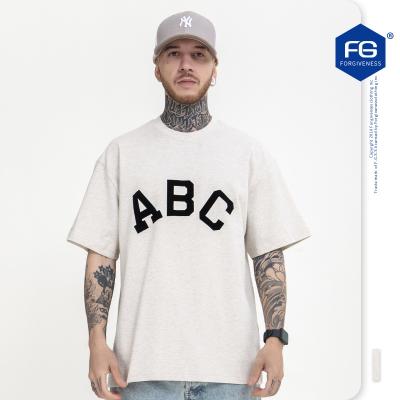 China Camiseta de hombre new summer fashion brand anti-wrinkle and high street spring fog simple letter ABC flocking loose men's T-shirt for sale