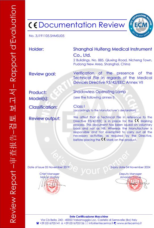 CE - Shanghai Huifeng Medical Instrument Co., Ltd.