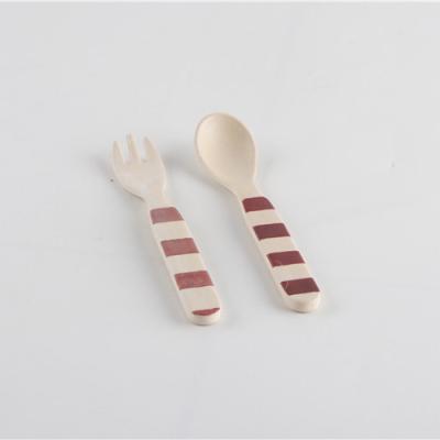 China MLS Sustainable Eco-Friendly Bamboo Fiber Kids Fork And Spoon for sale