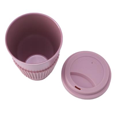 China Sustainable New Design Bamboo Fiber Coffee Mug With Lid And Wrap for sale