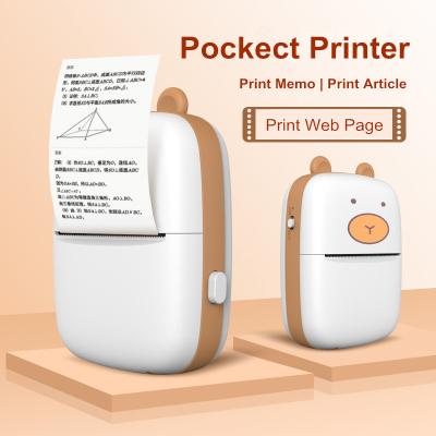 China Mini Instant Pocket Printer Thermal Paper 55mm Desktop Label Image Photo Black And White Printing Compatible With Phone PC 200DPI USB for sale