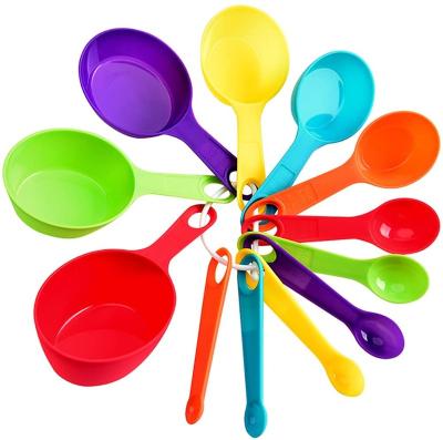 China Kitchen Tools Plastic Measuring Cups and Spoons Set Stackable for Measuring Dry and Liquid Ingredients Great for Baking and Cooking -12pcs for sale