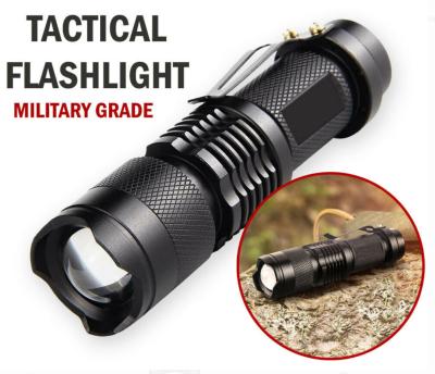 China Convenient Tactical Flashlight, Mini Super Bright LED with Belt Clip, Zoomable, 3 Modes, Waterproof for Indoor Outdoor Hiking for sale