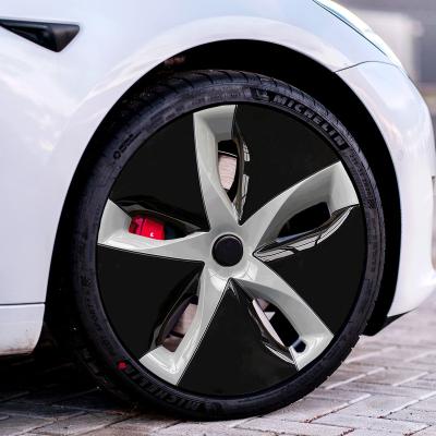 China New Five Spokes Hub Cover Hub Cap 18 Inch Stocked Plastic Black White Hub Cap For Tesla Model 3 2017-2020 for sale