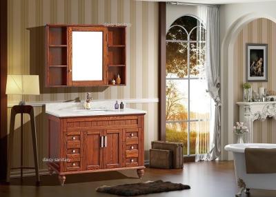 China Red Oak Solid Wooden Transitional Bathroom Vanities Freestanding Or Floor Mounted for sale