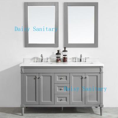 China Popular Grey Color 60 Inch Marble Top Bathroom Vanity Copper Free Mirror for sale