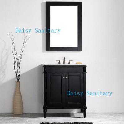 China 2 Doors Design Solid Oak Natural Wood Bathroom Vanity With White Marble Top for sale