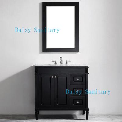 China 36 Inches Espresso Marble Top Bathroom Vanity 2 Doors 3 Drawers Design for sale