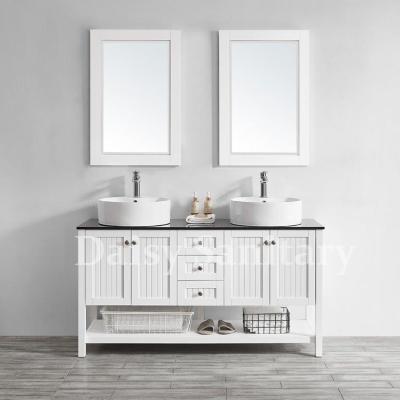 China Daisy white Wood Bathroom Vanity double sink with modern luxury style for sale