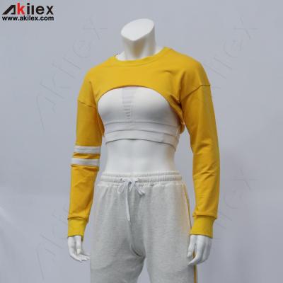 China New Akilex Athleisure Shortcut Women Yoga Crop Top Super Arm Sleeve Antibacterial Custom Elastic Shrug Crop Top for sale