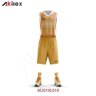 China China Supplier Akilex Antibacterial Custom 2022 New Design Top Tier Men's Basketball Uniform Sets for sale