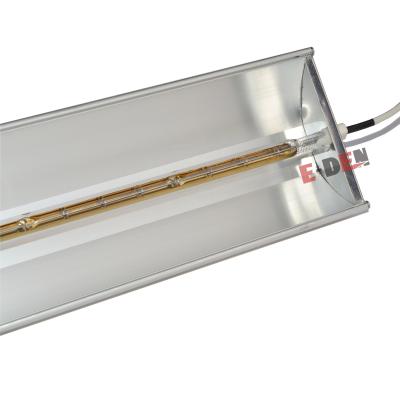 China Quartz Reflector IR Heater Single Tube Infrared Heating Quartz Glass Aluminum Lamp With Gold Reflector for sale