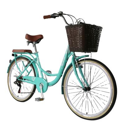 China Women City Leisure Lady Bicycle 26 Inch Iron Frame Shimano Drivetrain for sale