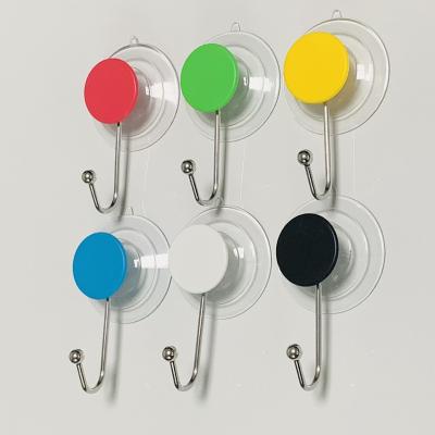 China Easy To Use Waterproof Removable Colorful Heavy Duty Vacuum Suction Cup With Metal Hooks For Bathroom Glass Shower for sale