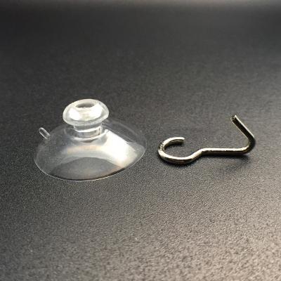 China Easy To Use 30mm Diameter Small PVC Clear Suction Cup With Single Metal Hook for sale