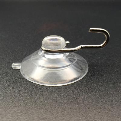 China Easy To Use 30mm Diameter Small PVC Clear Suction Cup With Single Metal Hook For Hanging Some Art On The Window for sale