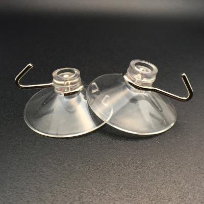 China Easy to use 42mm transparent diameter medium suction cup with single metal hook for sale