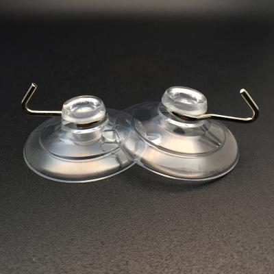 China Easy to Use 45mm Transparent Diameter Medium Suction Cup with Single Metal Hook for sale