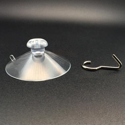 China Easy To Use 50mm Diameter Large Transparent Suction Cup With Single Metal Hook for sale