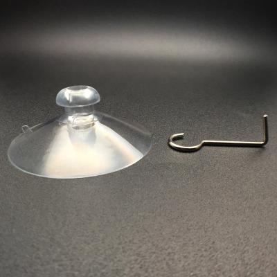 China Easy to use transparent 63mm diameter large suction cup with single metal hook for sale