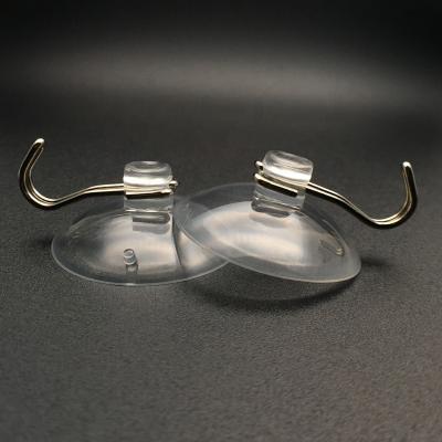 China Easy to Use 40mm Diameter Medium PVC Suction Cup with Complex Double Metal Hook for sale